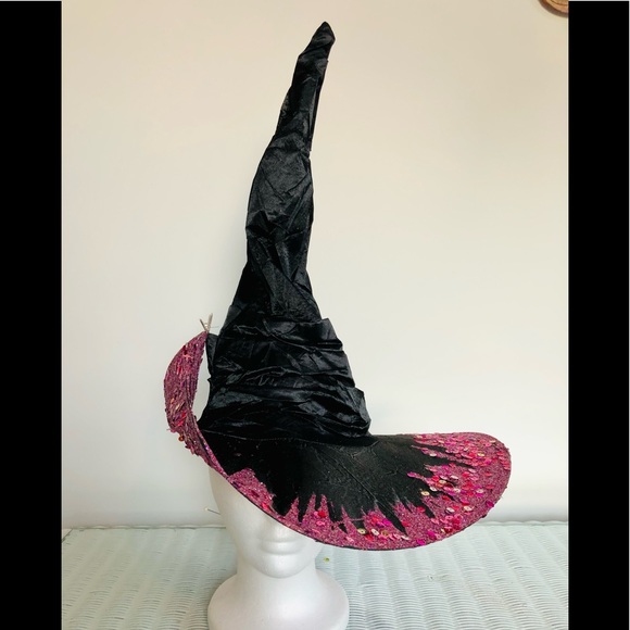 Witch hat multiple styling options in orange sparkle covered brim artisa… - Picture 16 of 16